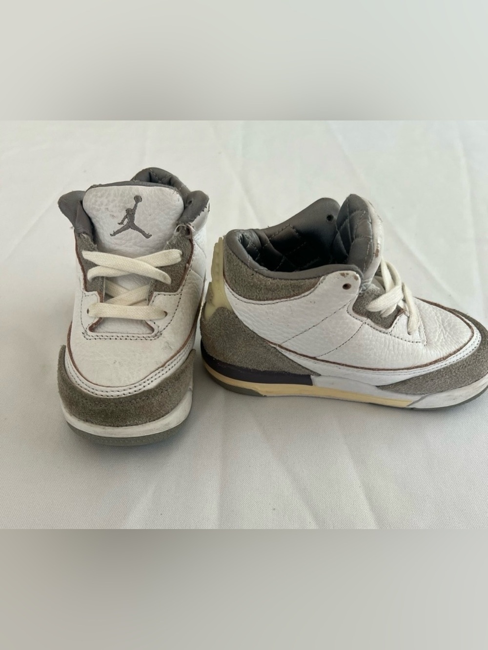 Jordan Kids White and Gray High-Top Sneakers